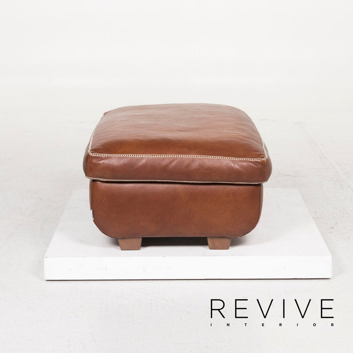 Machalke Valentino Tabouret en cuir Marron Ottoman #12621