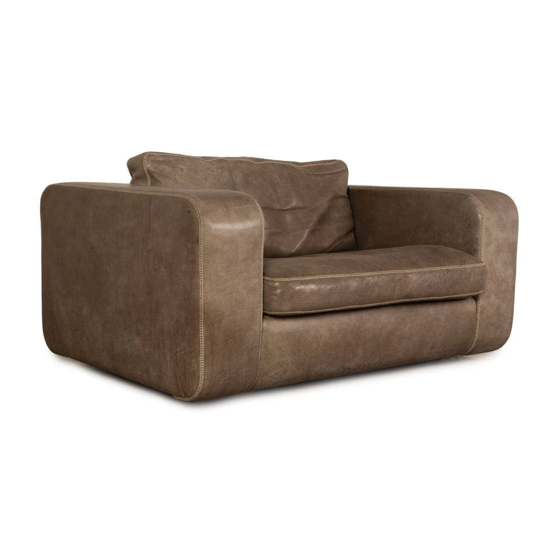 Machalke Valentino fauteuil en cuir gris taupe