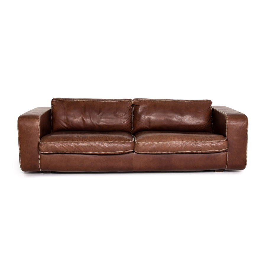 Machalke Valentino Leather Sofa Brown Three Seater Couch #14627