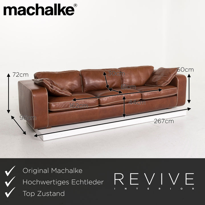 Machalke Valentino leather sofa set brown 1x three-seater 1x armchair 1x stool #