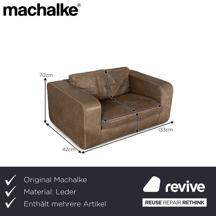 Machalke Valentino Leder Sofa Garnitur Grau Viersitzer Sessel Couch