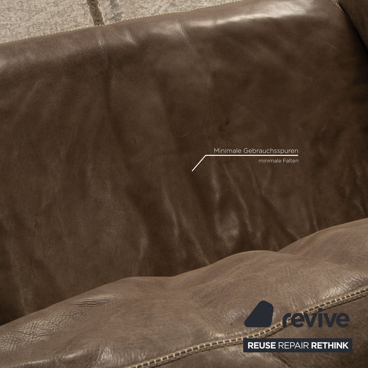 Machalke Valentino Leder Sofa Garnitur Grau Viersitzer Sessel Couch