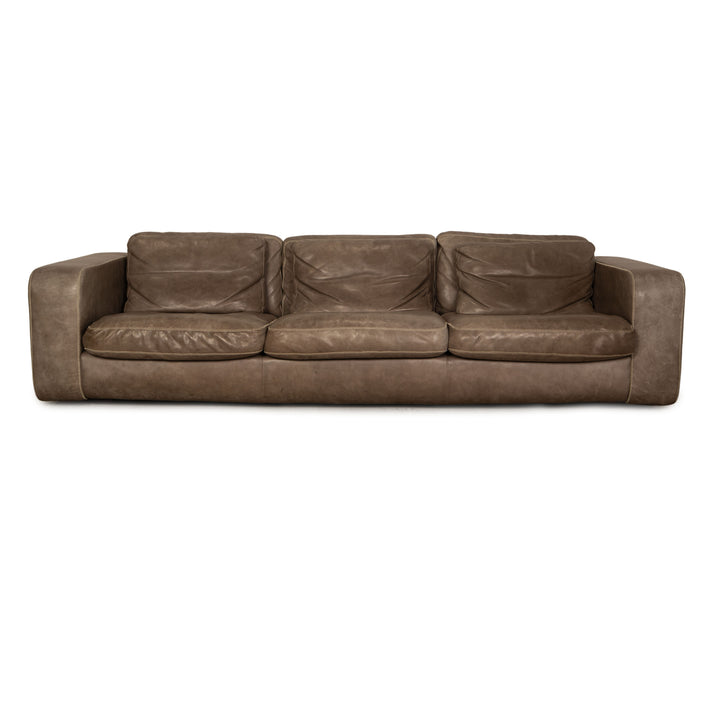 Machalke Valentino Leather Four Seater Taupe Gray Sofa Couch