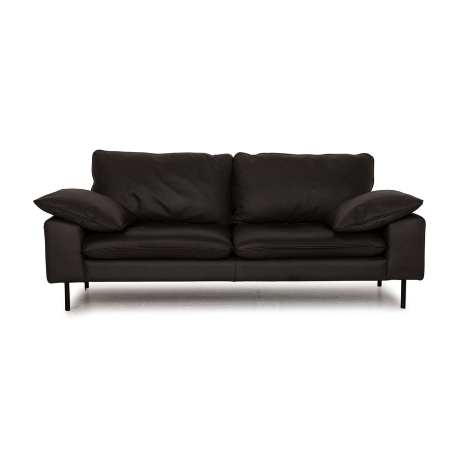 Made Fallyn Leder Sofa Anthrazit Zweisitzer Couch