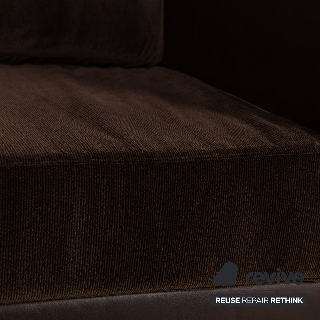 Leather armchair brown dark brown fabric partial reupholstery