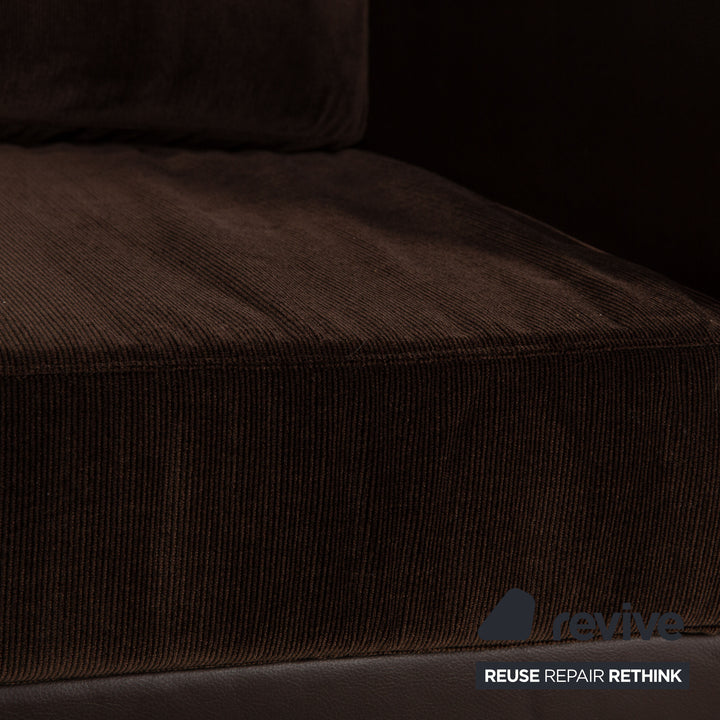 Leather armchair brown dark brown fabric partial reupholstery