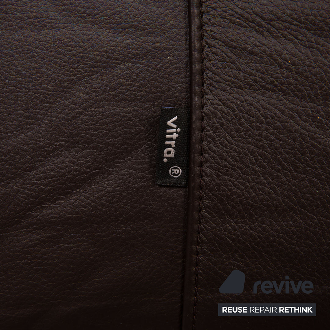 Leather armchair brown dark brown fabric partial reupholstery