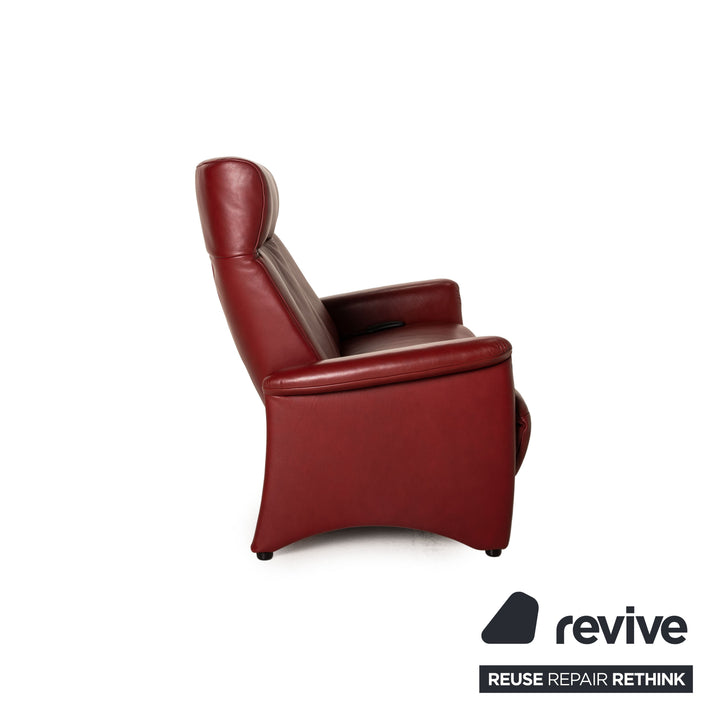 Canapé cuir Marquardt deux places rouge fonction relaxation