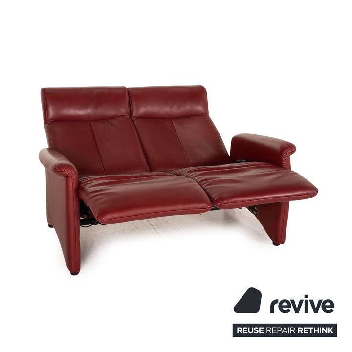 Canapé cuir Marquardt deux places rouge fonction relaxation