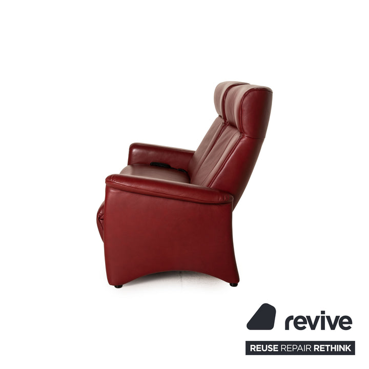 Canapé cuir Marquardt deux places rouge fonction relaxation