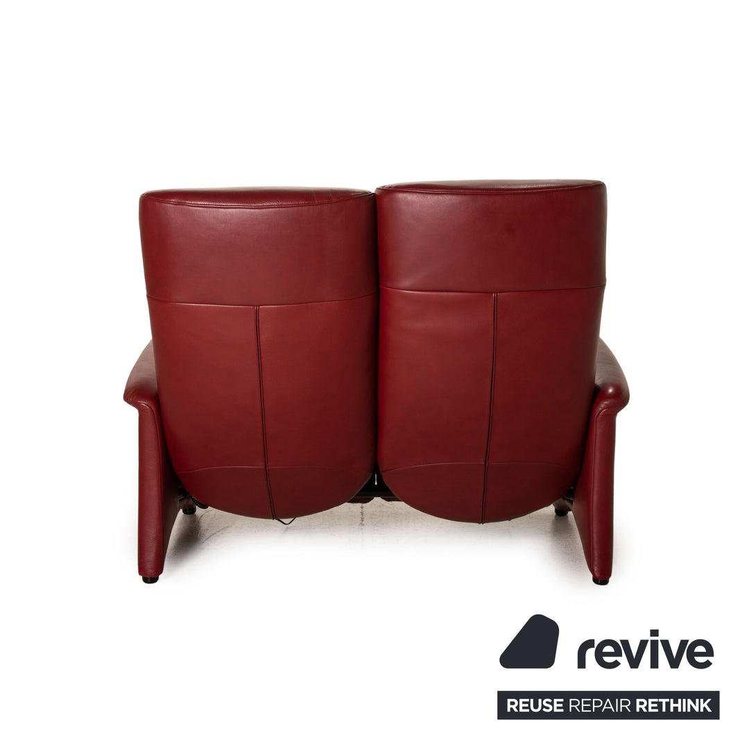 Canapé cuir Marquardt deux places rouge fonction relaxation