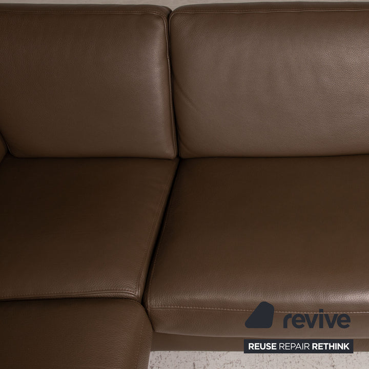 Marquardt leather sofa brown Eofa couch incl. stool