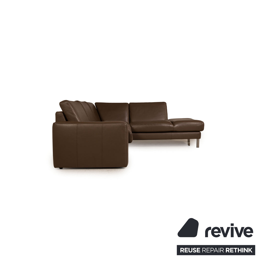 Marquardt leather sofa brown Eofa couch incl. stool