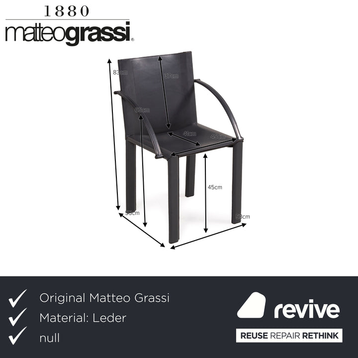 Matteo Grassi Leder Stuhl Garnitur Schwarz Vintage Sessel Set