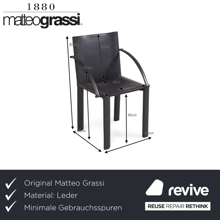 Matteo Grassi Leather Chair Black Vintage Armchair