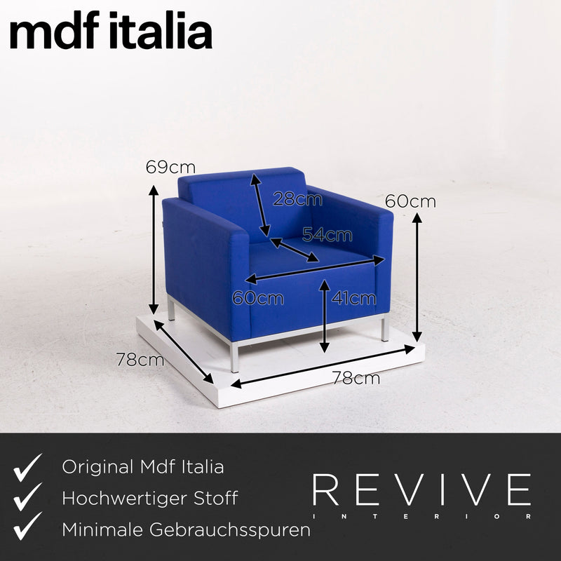 MDF Italia Stoff Sessel Blau 