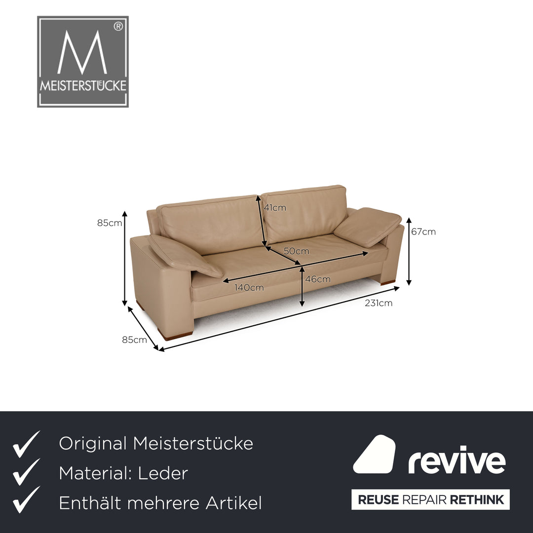 Meisterstücke Leder Sofa Garnitur Beige Dreisitzer Zweisitzer