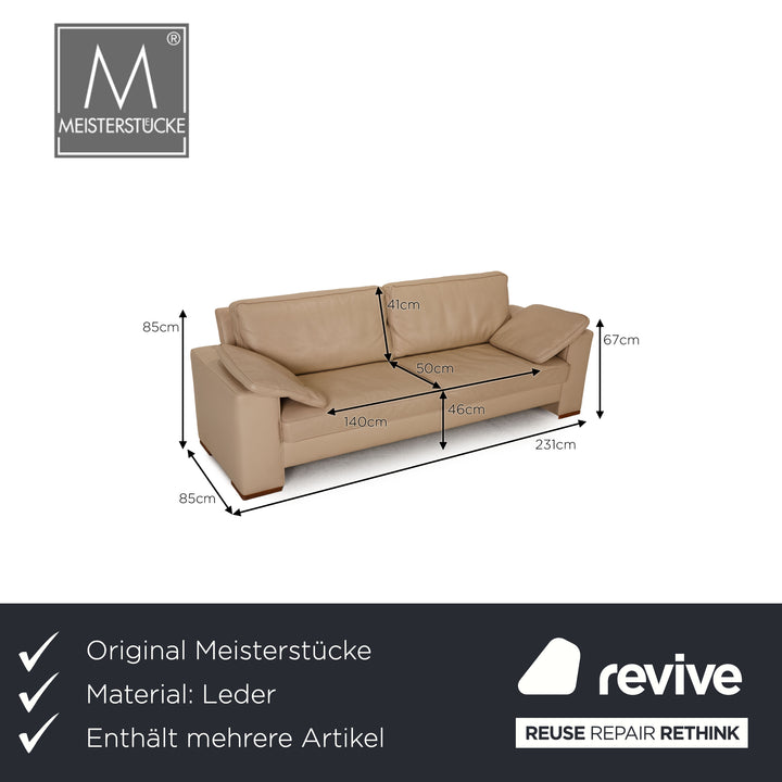 Meisterstücke Leder Sofa Garnitur Beige Dreisitzer Zweisitzer