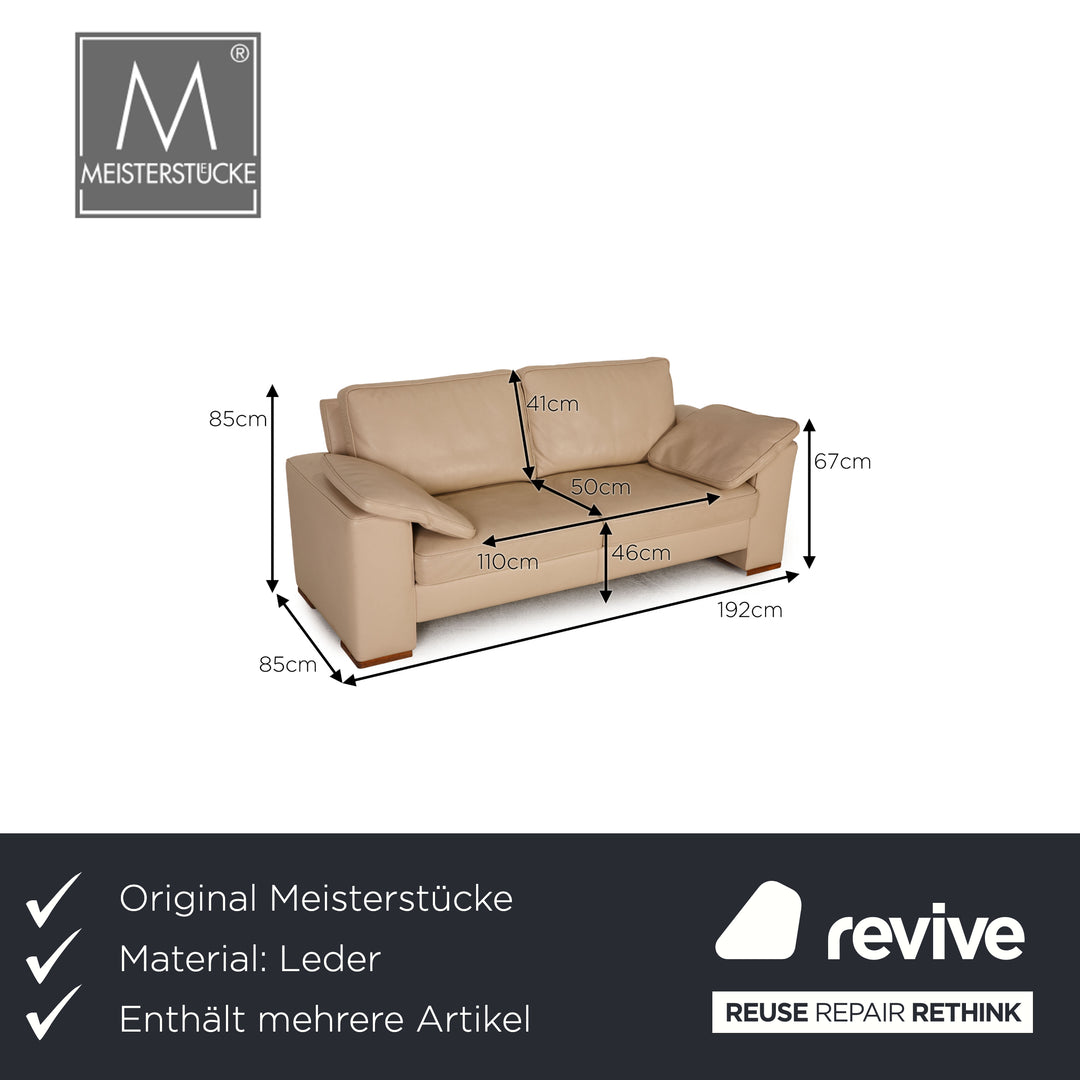 Meisterstücke Leder Sofa Garnitur Beige Dreisitzer Zweisitzer