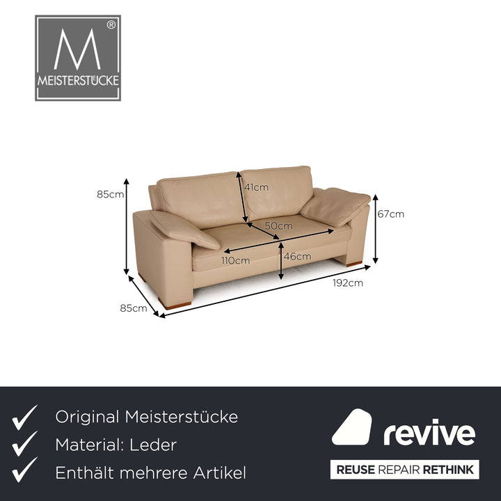 Meisterstücke Leder Sofa Garnitur Beige Dreisitzer Zweisitzer