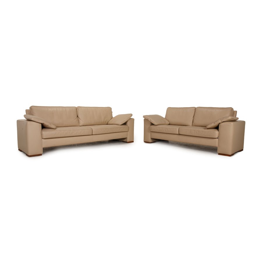 Meisterstücke Leder Sofa Garnitur Beige Dreisitzer Zweisitzer