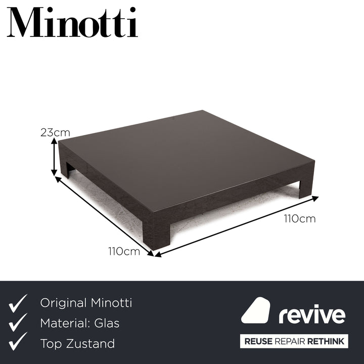 Minotti glass coffee table dark brown