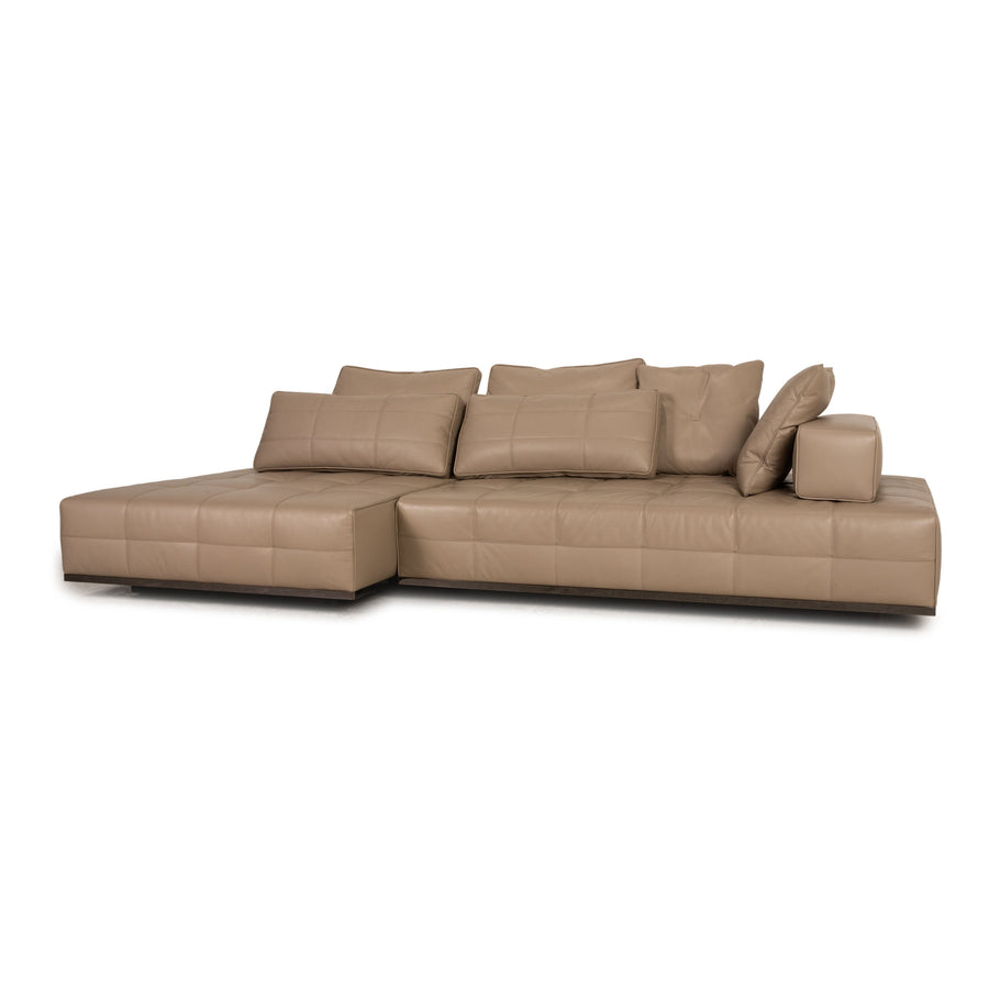 Minotti Lawrence Clan Leather Sofa Beige Corner Sofa Couch