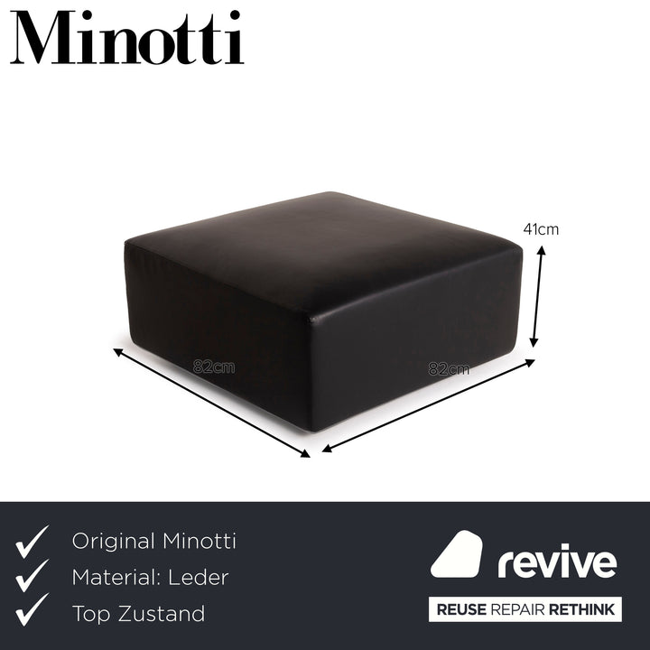 Minotti Leather Stool Black