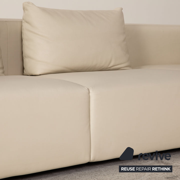 Minotti Leder Sofa Creme Ecksofa Couch