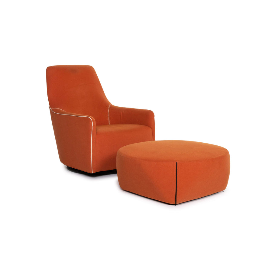 Minotti Portofino fabric armchair incl. stool Orange #13398