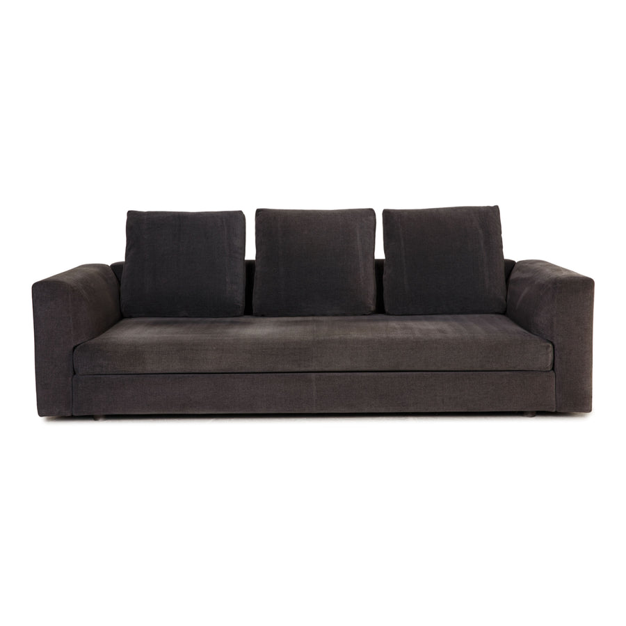 Minotti Stoff Sofa Grau Dreisitzer Couch