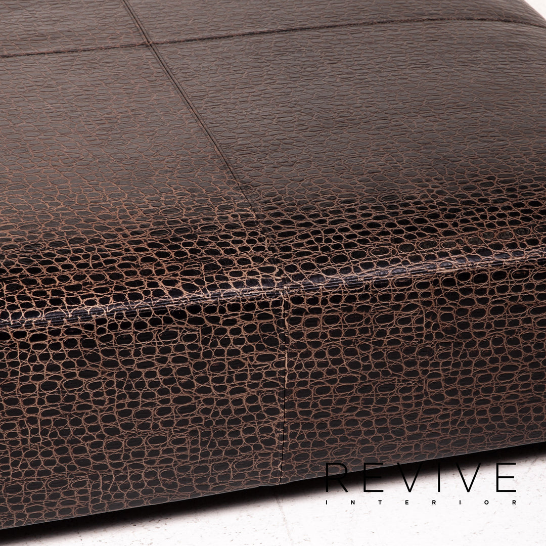 Minotti Suitcase line Lede Stool Brown Dark Brown Ottoman #15241