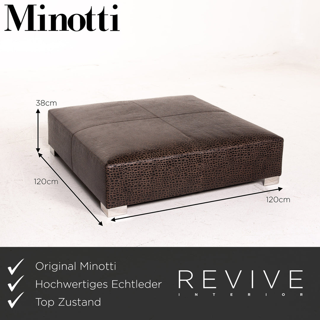 Minotti Suitcase line leather armchair set brown dark brown 2x armchair 1x stool #15530