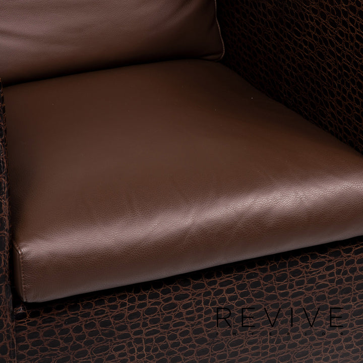 Minotti Suitcase line leather armchair set brown dark brown 2x armchair 1x stool #15530