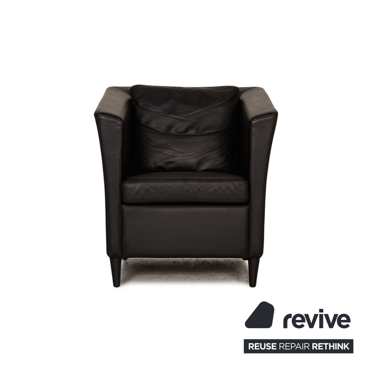 Molinari Leder Sessel Garnitur Schwarz 2xSessel