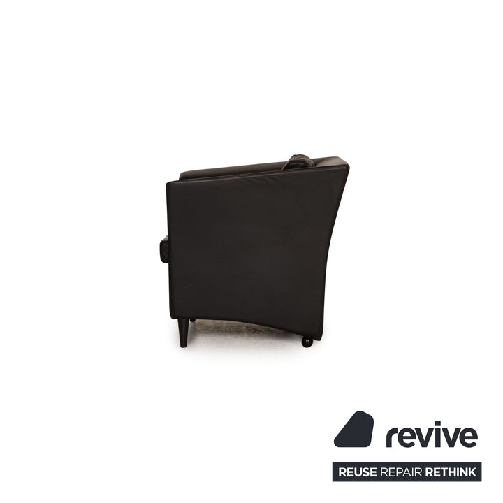 Molinari Leder Sessel Garnitur Schwarz 2xSessel