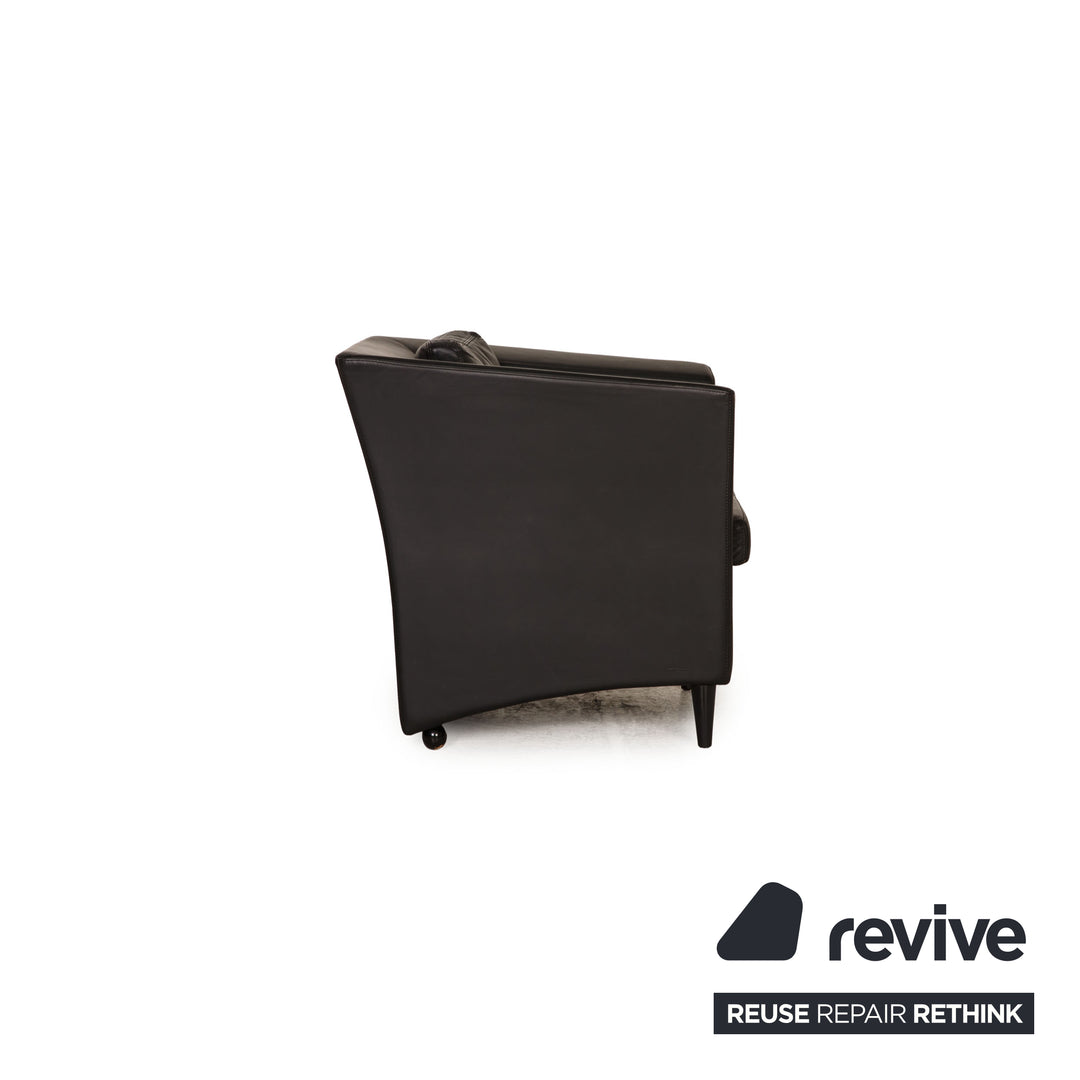 Molinari Leder Sessel Garnitur Schwarz 2xSessel