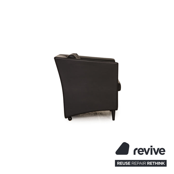 Molinari Leder Sessel Garnitur Schwarz 2xSessel