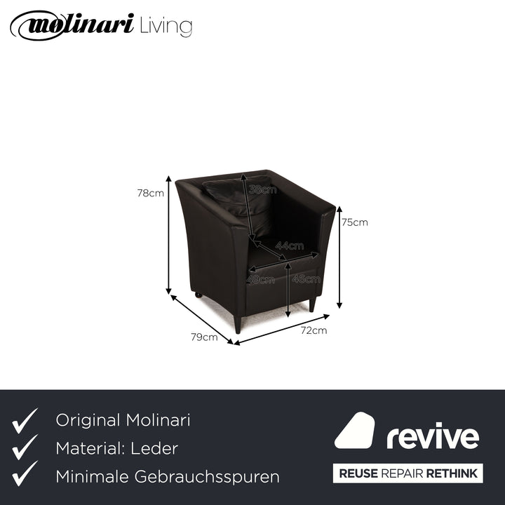 Molinari Leder Sessel Schwarz