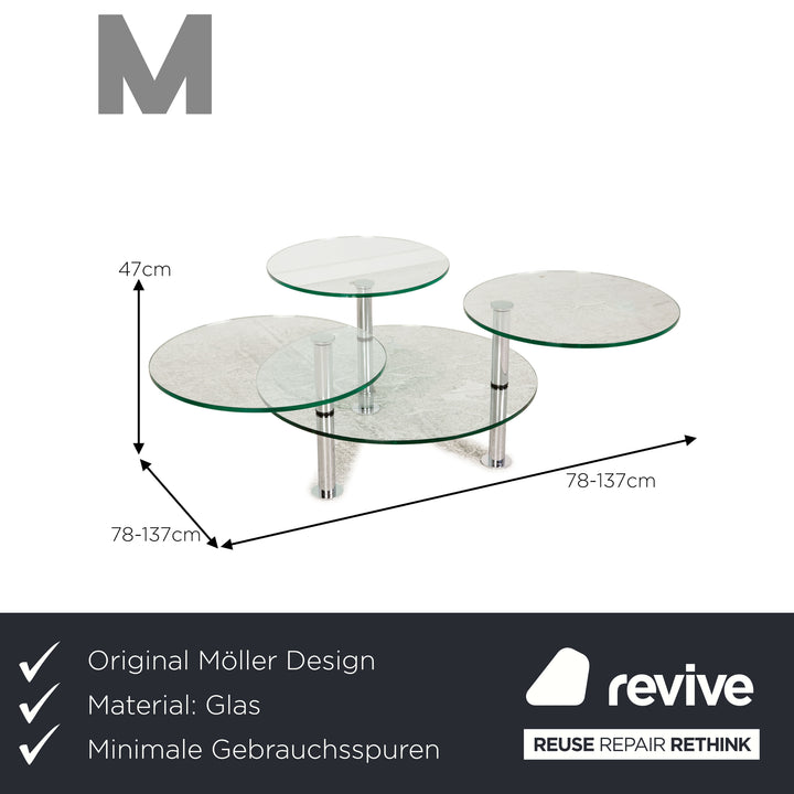 Möller Design Gironda 75 Glas Couchtisch Grau