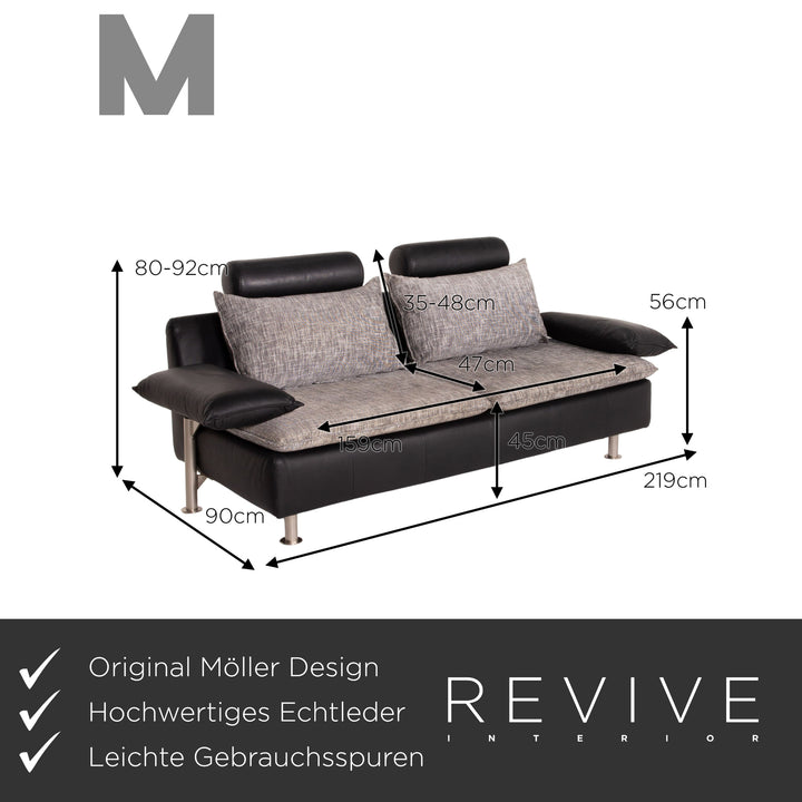Möller Design Tayo Leder Sofa Schwarz Zweisitzer Couch
