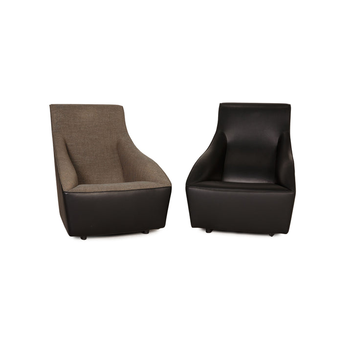 Molteni Doda Leder Sessel Garnitur Schwarz
