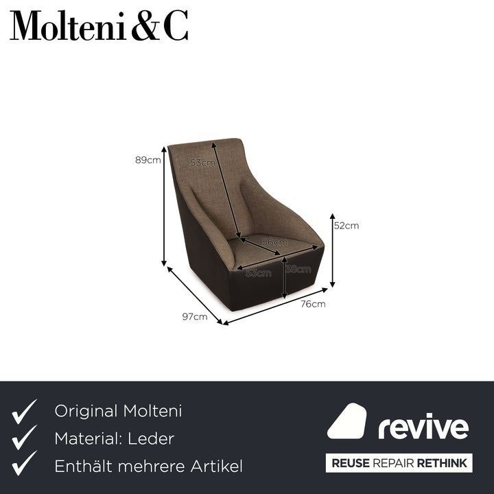 Molteni Doda Leder Sessel Garnitur Schwarz