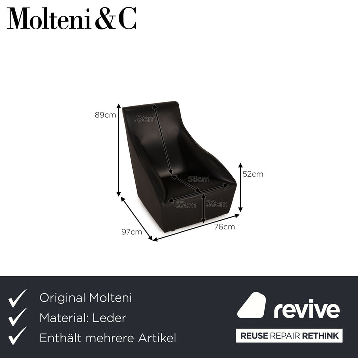 Molteni Doda Leder Sessel Garnitur Schwarz