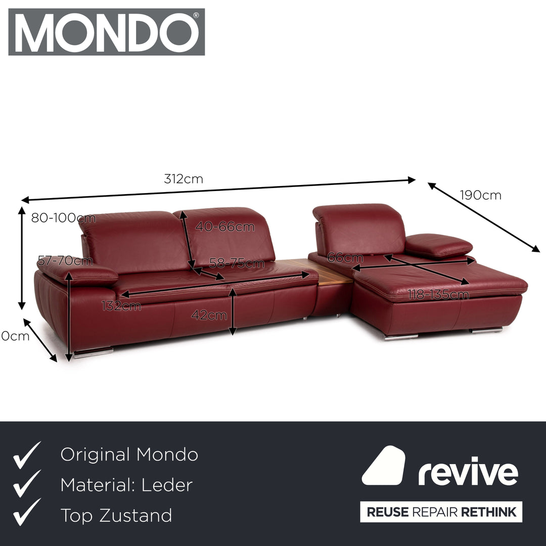 Mondo Clair Leder Ecksofa Rot Funktion Couch
