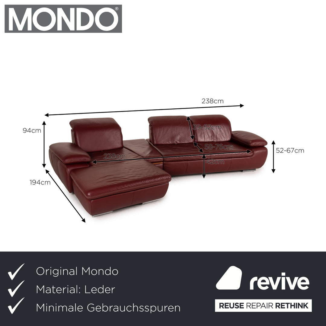 Mondo Clair Leder Sofa Rot Ecksofa Couch Funktion