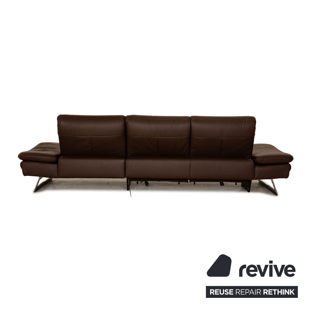 Mondo Easyline leather three-seater brown sofa couch electric relax function