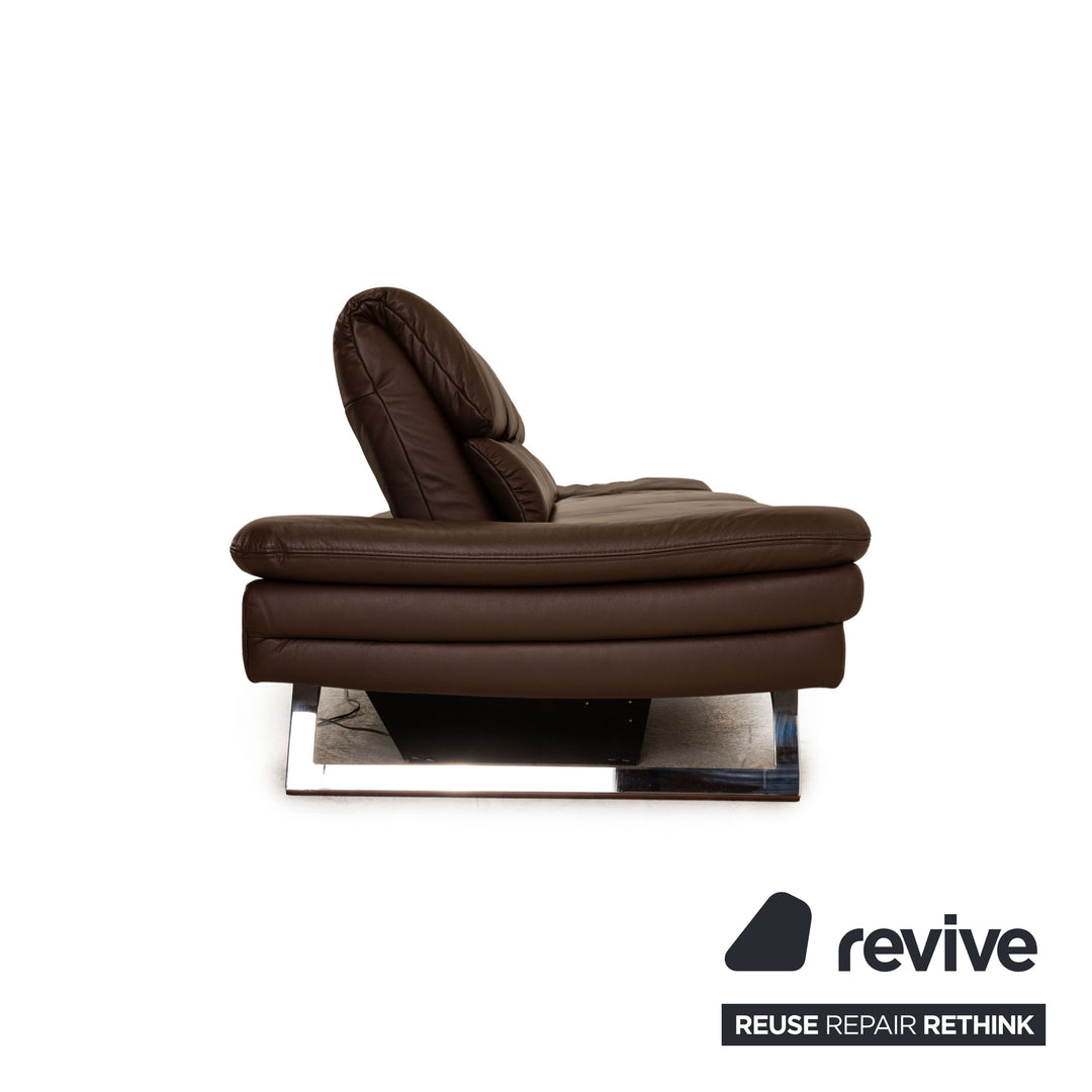 Mondo Easyline Leder Dreisitzer Braun Sofa Couch elektrische Relaxfunktion