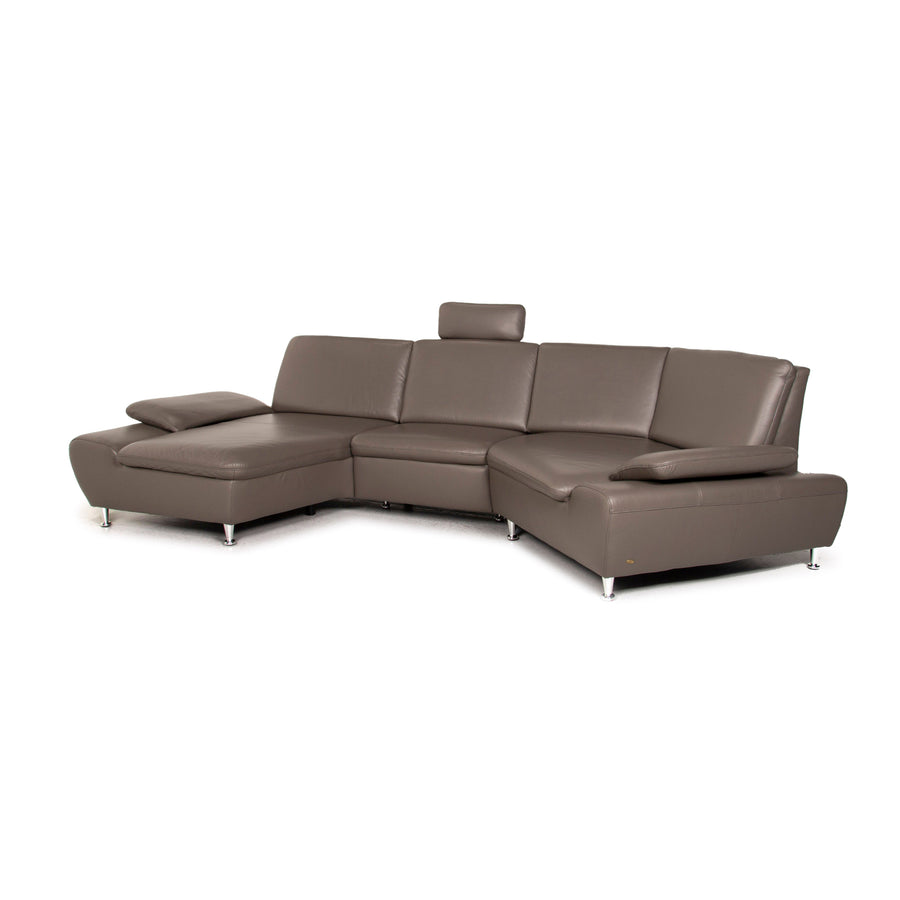 Mondo Leather Corner Sofa Gray Sofa Couch #12600