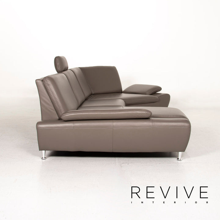 Mondo Leather Corner Sofa Gray Sofa Couch #12600